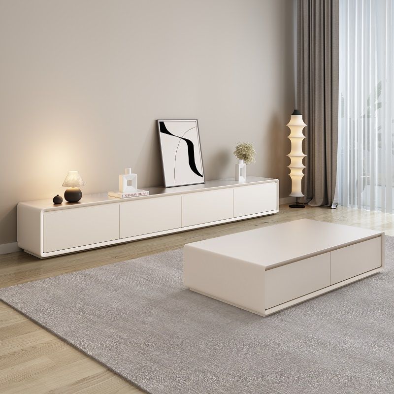 Coffee table TV cabinet floor simple modern router Nordic bedroom living room TV cabinet back hollow threading hole