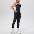 Cloud-feel quick-dry tie-up tank top & high-waisted pocket leggings activewear set - perfect for outdoor running, fitness, and yoga