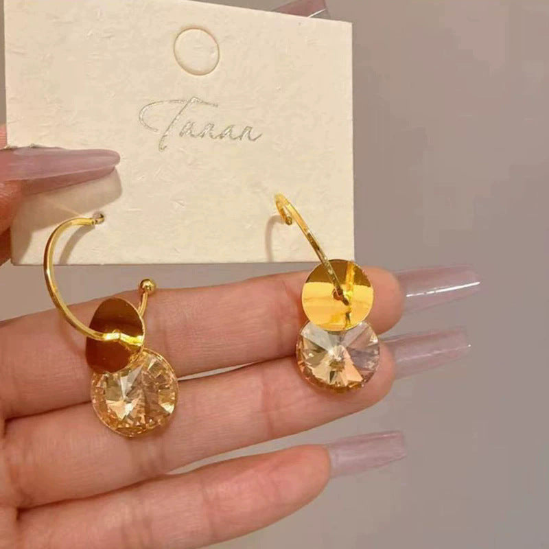 925 silver needle hong kong style retro metal earrings for women classy geometric plain hoop earrings easiest for match exaggerated work clothing earrings