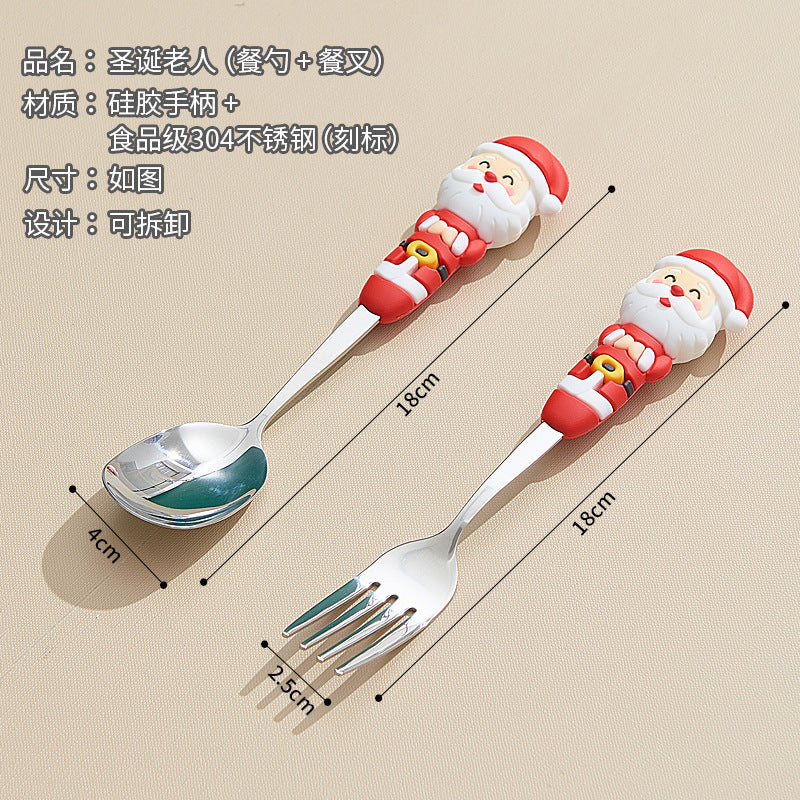 Wholesale christmas high-value stainless steel dessert spoons - cute cartoon creative coffee stirrers - gift tableware set