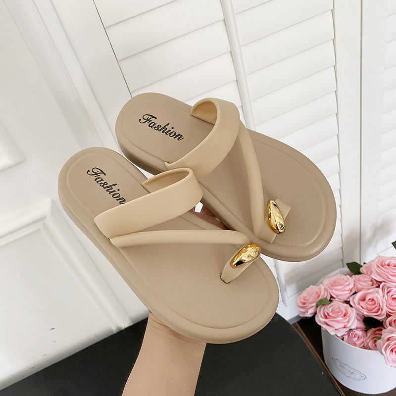 2026 new cross-border hot-selling thong sandals for women - summer outdoor fashion thick-soled flip-flops beach slippers