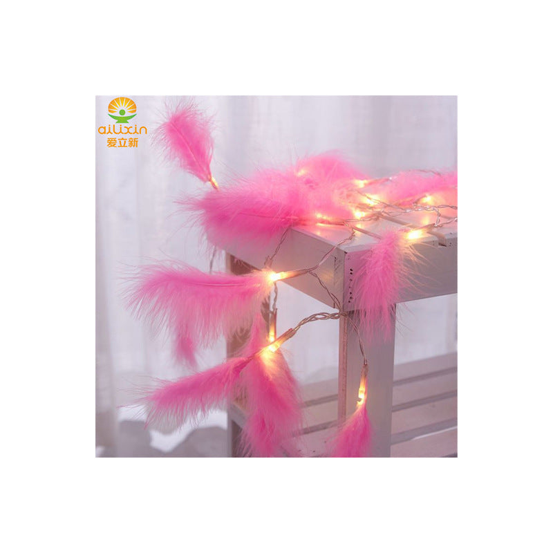 LED feather light string bedroom battery box light string led Christmas wedding home decoration feather light string