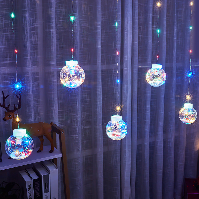 Cross-border new led snowman light string Christmas decorative light copper wire curtain light wishing ball lantern flashing light