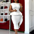 Q052   summer new solid color bodycon ruffle pleated plus size european and american style dress