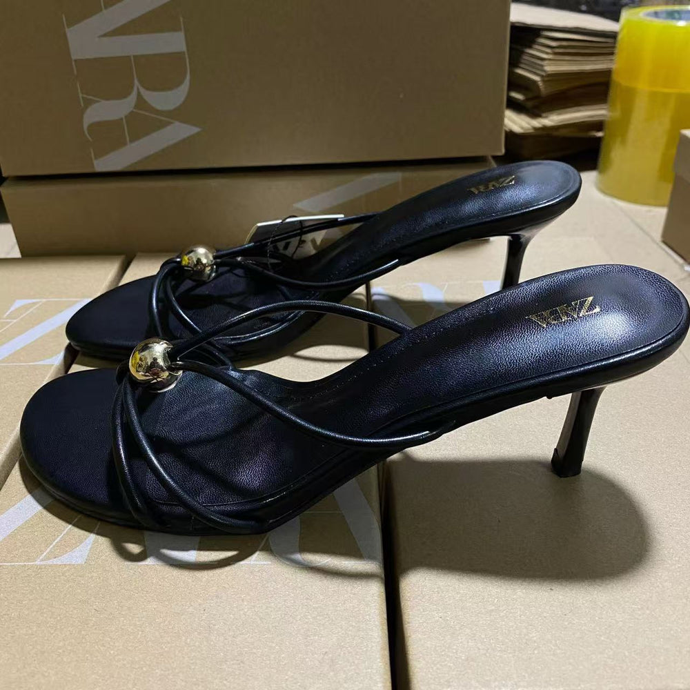 Za2025 new european and american style thin strap stiletto heel sexy criss-cross wrap open toe fashionable elegant high heel sandals for women