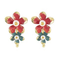 French retro color block floral tassel earrings - chic, luxurious, high-end, elegant, unique, face-slimming earrings - wholesale