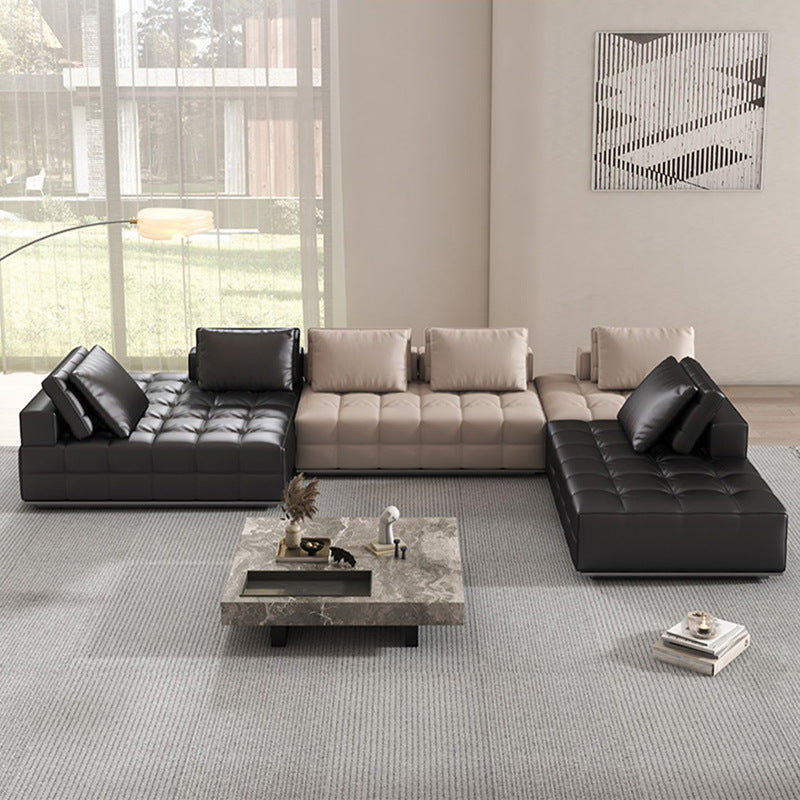 Custom lawrence genuine leather sofa italian minimalist villa living room corner sofa modern sectional sofa set