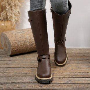 spring/autumn new arrival: plus size chunky heel leather boots for women (sizes 36-43). wholesale available. dropshipping to  and