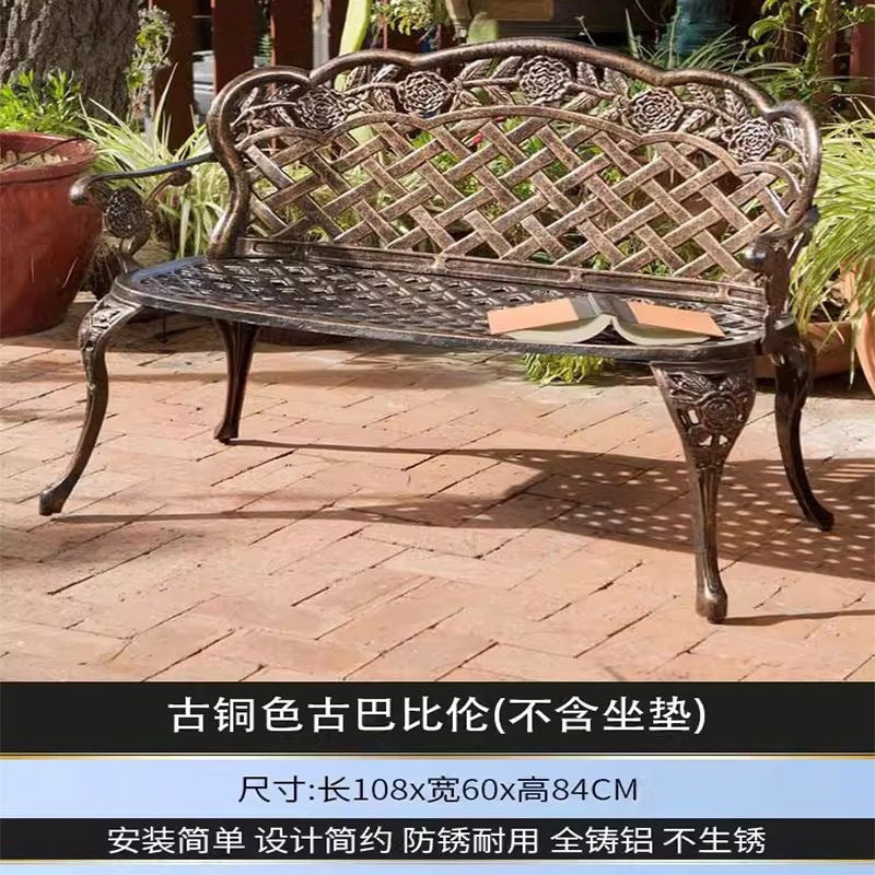 Outdoor park bench double seater bench casual simple bench iron backrest courtyard outdoor garden