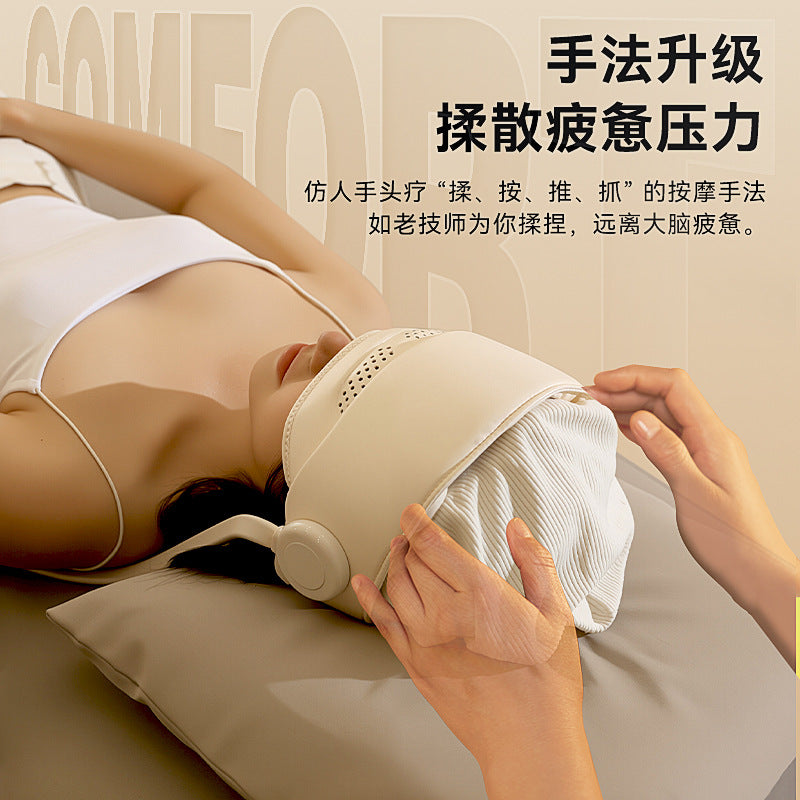 Massage helmet air pressure sleep head massager - wireless electric hot compress airbag therapy head massager for home use