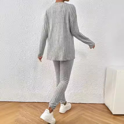 Cross-border Europe, America 2024 autumn and winter casual turtleneck knitted long-sleeved suit women's  sweater loose trousers two-piece set