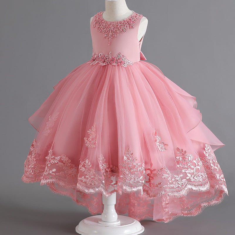 Exportin stockkids dress tail wedding dress princess dress female flower girl piano performance dress kids dress