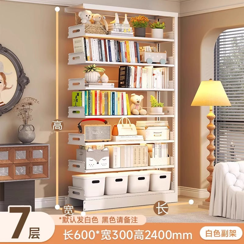 Household bookshelf perforated board storage rack library floor-standing multi-layer steel bookcase student kids storage picture book rack