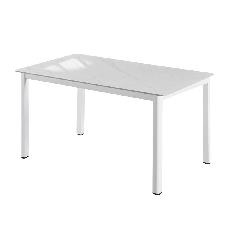 Modern minimalist sintered stone dining table, rectangular dining table for home use, small apartment minimalist dining table with fan-shaped legs