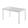 Modern minimalist sintered stone dining table - rectangular home dining table - direct from factory - small space minimalist fan-shaped leg table