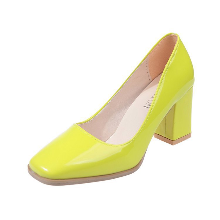 Plus size chunky heel pumps for women - spring/summer 2024 new collection - patent leather bright heels
