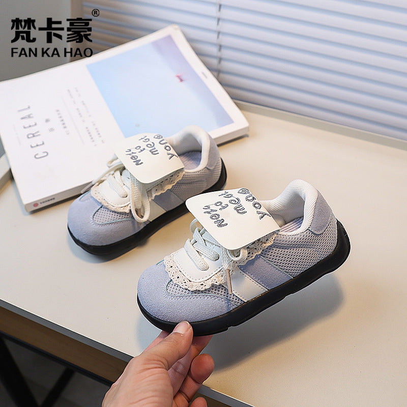 Vancahao niche style design kidsretro round toe flats german training shoes spring & fallnew arrivalkidscasual sneakers