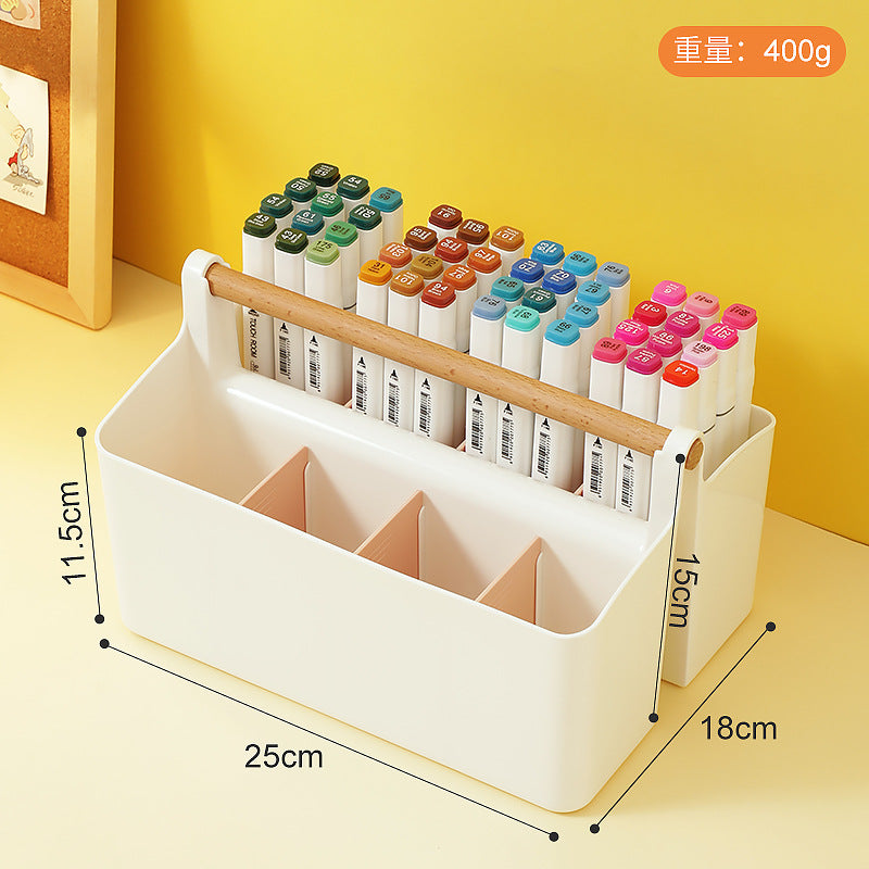 Desktop sundries Transparent stationery storage box Plastic handheld pen holder Storage box Book document Marker pencil case
