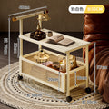 Classy medieval style coffee table sofa side table movable coffee table small push side table tea side table living room solid wood trolley