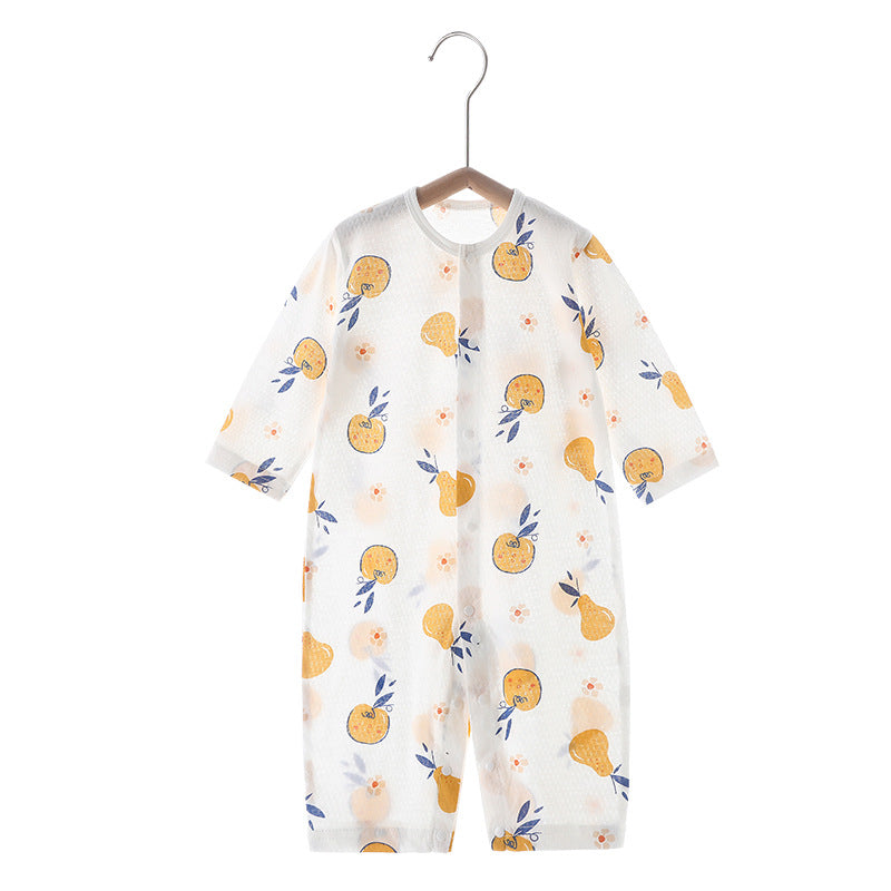 Newborn long-sleeve romper, baby pure cotton pajamas, air conditioning suit, infant lightweight breathable onesie, crawling suit, summer outfit