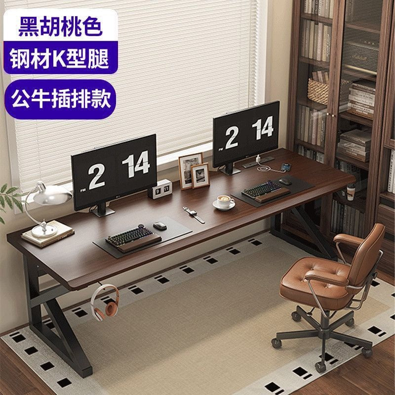 Solid wood large panel computer desk - desktop bedroom home office desk - extended length workstation - double gaming table