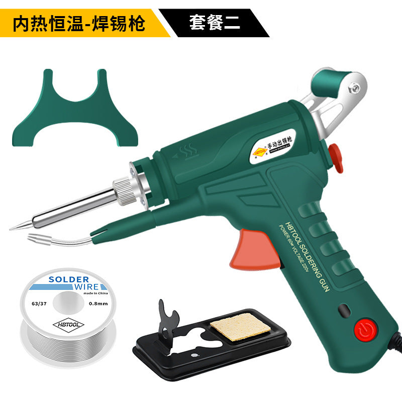 Cross-border convenient solder gun inner heating manual tin feeding handheld set automatic 60W electric soldering iron temperature regulation