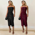 C7321 european and american style skirt set - sexy bandeau top & slit midi skirt - elegant & fashionable summer collection - cross-border women's apparel
