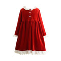 Girls' autumn/winter new arrival: elegant lace collar dress - christmas party dress, vintage lace trim princess dress