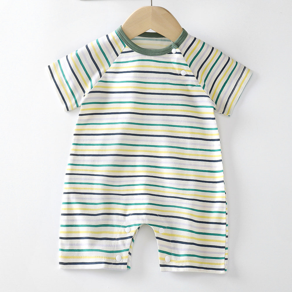 Baby clothes summer thin pure cotton air-conditioning clothes pajamas newborn baby short-sleeved onesie baby outing khaki crawling