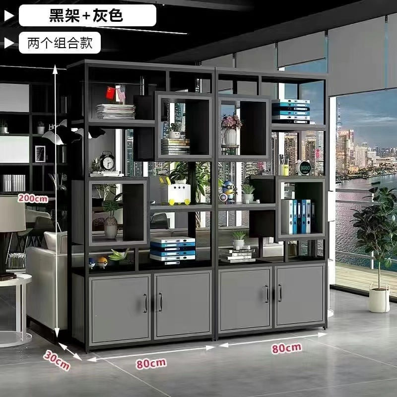 Office screen partition bookshelf storage rack iron floor-standing flower rack decorative rack dining room living room entrance display rack