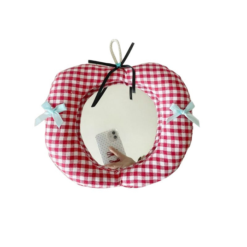 High-style, padded fabric mirror – hangable, adorable apple design, drop-proof, dust-proof, perfect for home decor and makeup application