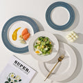 Nordicins striped edge ceramic plate dinner plate western food flat plate for home vegetable plate hotel restaurant dessert plate