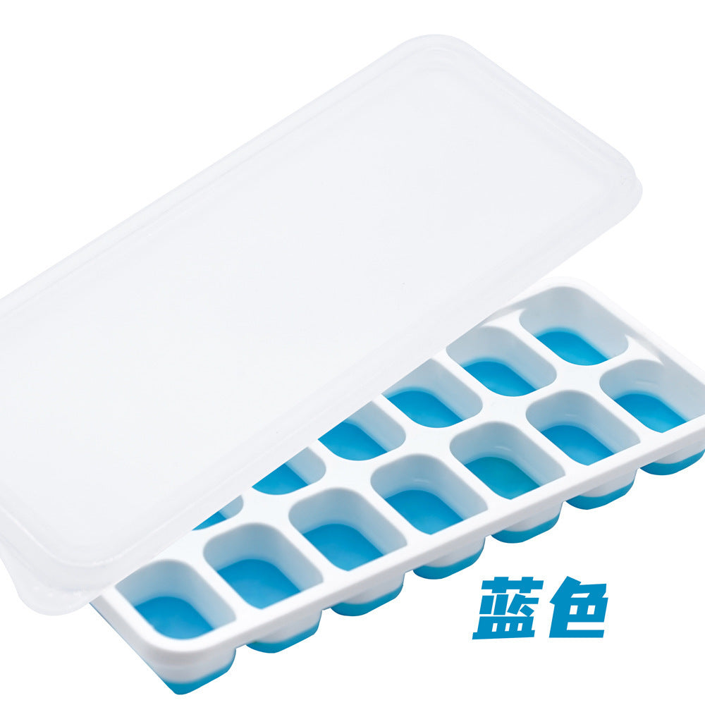 14-cavity square ice cube tray with lid - silicone soft base, easy release, diy ice mold kit