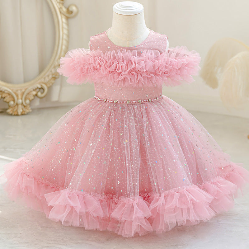 Ready-to-ship wholesale toddler formal dresses, tulle cake princess dresses for baby girls' birthday parties
