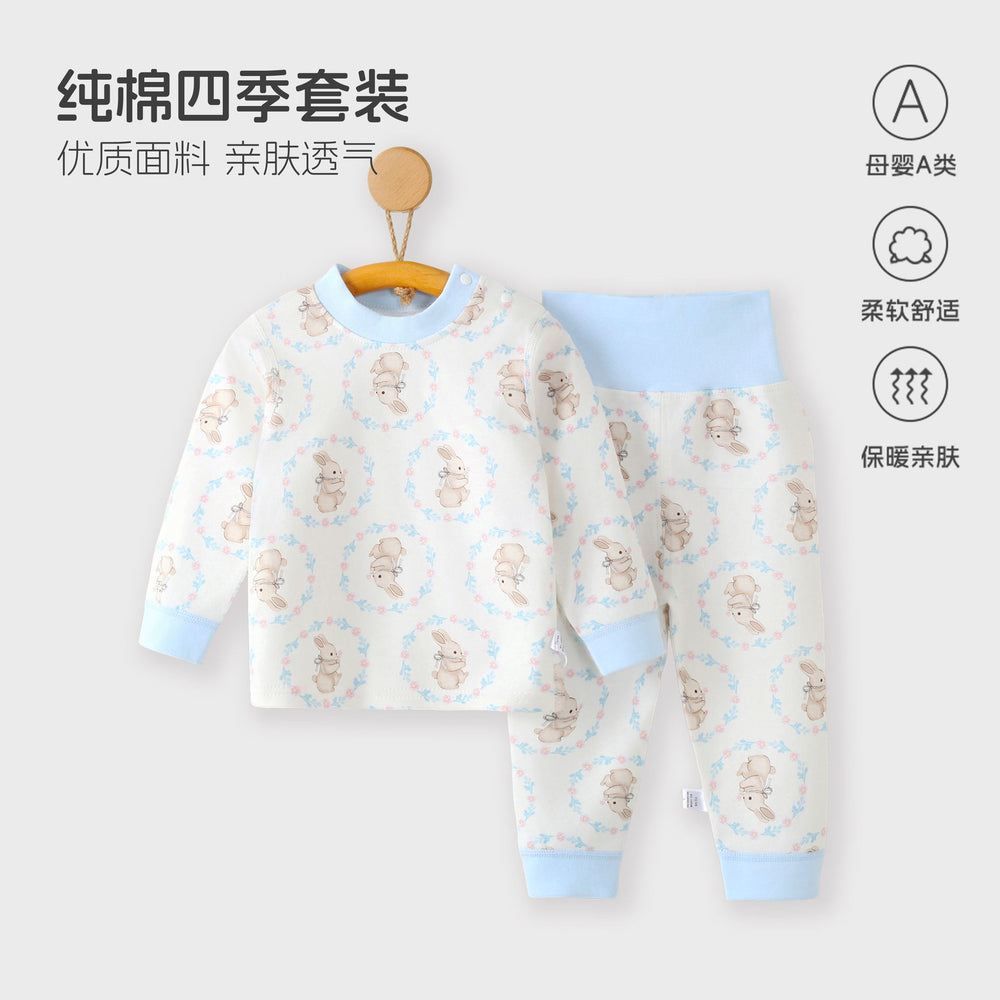 Baby pajamasintimates cotton spring & fallhigh waist belly protection newborn separatessuit baby autumn clothes and long trousers bottom clothes
