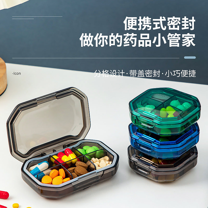 Medicine box divided into compartments Portable with lid sealed mini medicine box Plastic food grade medicine storage box Transparent