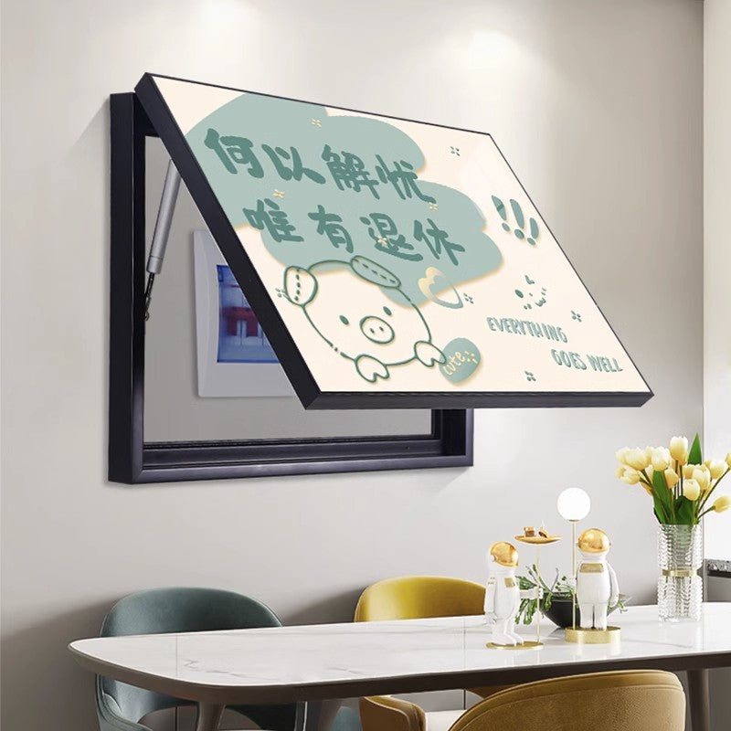 Meter box decorative painting modern simple cartoon electric switch distribution box hanging painting peace and joy meter box blocking mural