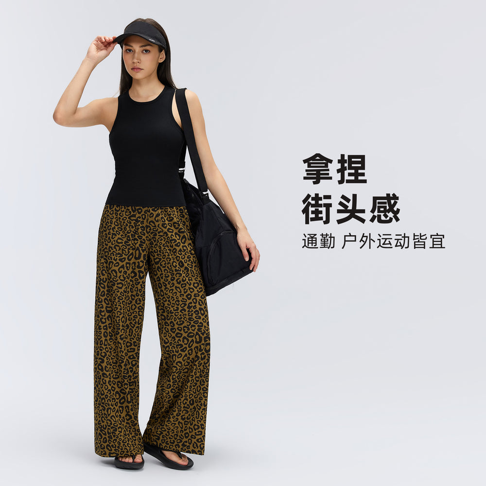 Spring/summer lightweight breathable straight-leg sports pants - women's drawstring loose fit, hip-concealing, slimming, casual wide-leg trousers d26014