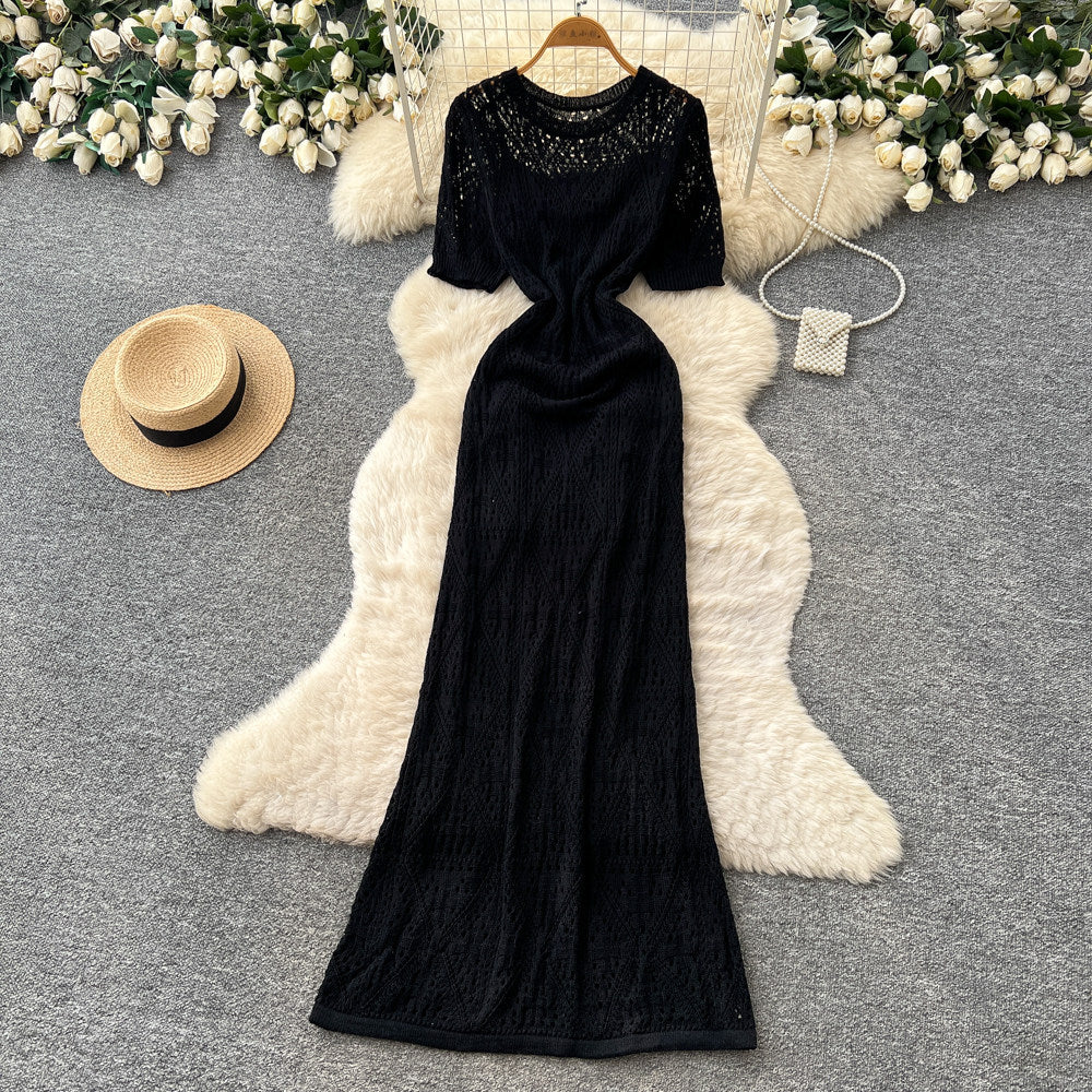 Vacation style laceembroider sleeveless dress female summerstylish feature v neck lantern sleeve waist slimming look long skirt