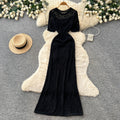 Vacation style laceembroider sleeveless dress female summerstylish feature v neck lantern sleeve waist slimming look long skirt