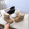 Vancahao girls' fashion pearl snow boots - new  winter collection - kids' double-layer cotton warm fuzzy ankle boots for babies