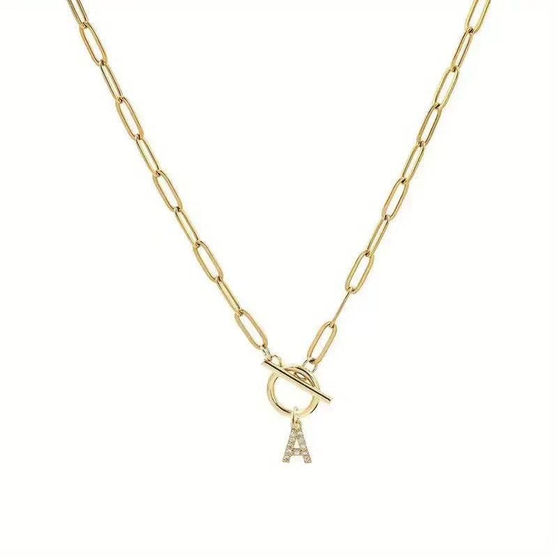European and american cross-border new golden 26 mother necklace ins style fashionable hip hop clavicle chain retro literary and artistic elegant ladies