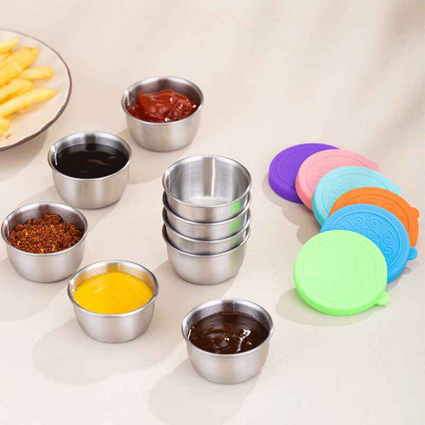 Sauce cup, Cross-border Sauce cup with Silicone Lid dipping dish with lid, jam cup