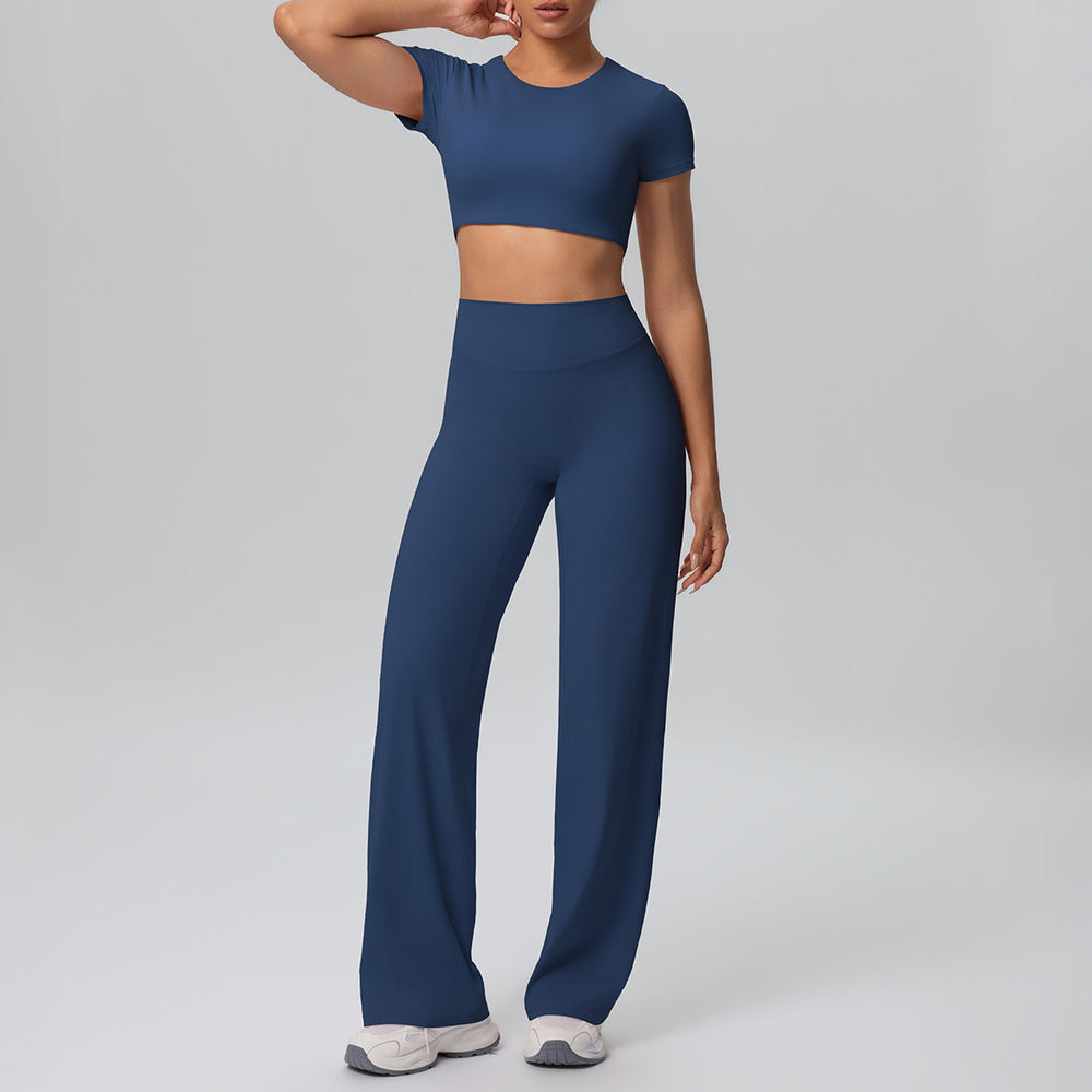 Cloud-feel quick-dry cropped tank top with built-in bra yoga set - women's two-piece outfit for outdoor leisure, running, sports, and fitness