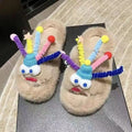 Lazy fashion furry slippers women's outwear 2025new arrivalfall and winterfor homehome fairy cotton slippers ins trend
