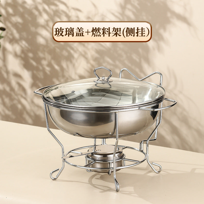 Thickened buffet stove cross-border hot-selling stainless steel round insulation stove restaurant commercial heated buffet stove