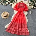 French yellow cut out short sleeve tie backdress women's summer accessible luxuryelegant style a-line work clothing long skirt