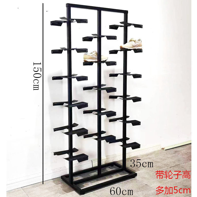 Source Factory Shopping Mall Clothing Store Multi-layer Shoe Rack Display Rack Single and Double-sided Floor Iron Shoe Display Rack