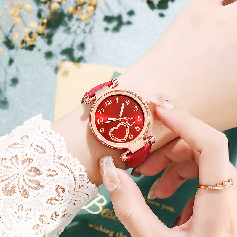 Korean ins style retro heart watch women's niche simple easiest for match mini elegant student artsy trendy women's watch