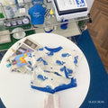 summer new korean style kids' dolphin print short sleeve & shorts cotton set - baby cartoon loungewear
